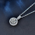 S925 Sterling Silver Moissanite round Bag Clavicle Pendant Necklace