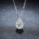S925 Sterling Silver Water Drop Pendant Moissanite Necklace