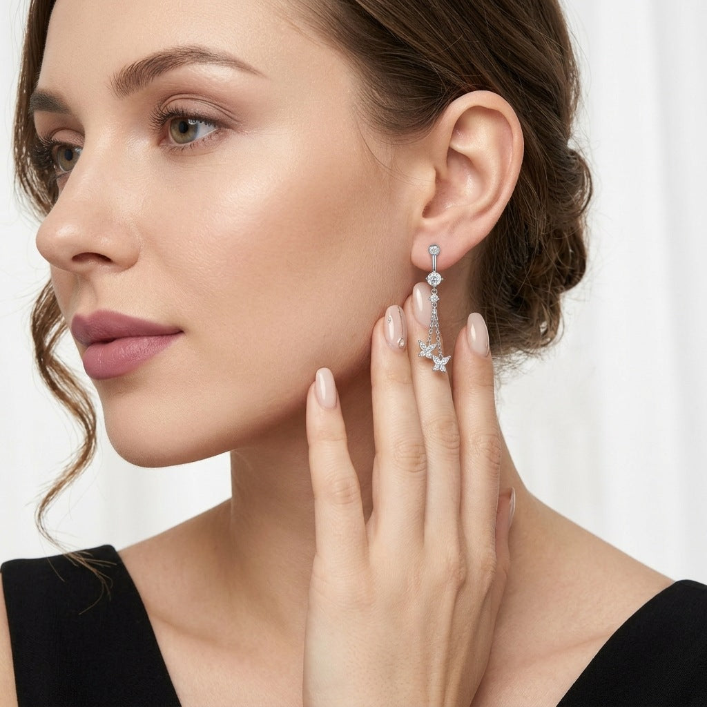 S925 Silver Long Moissanite Stud Earrings