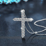 S925 Sterling Silver Moissanite Cross Necklace