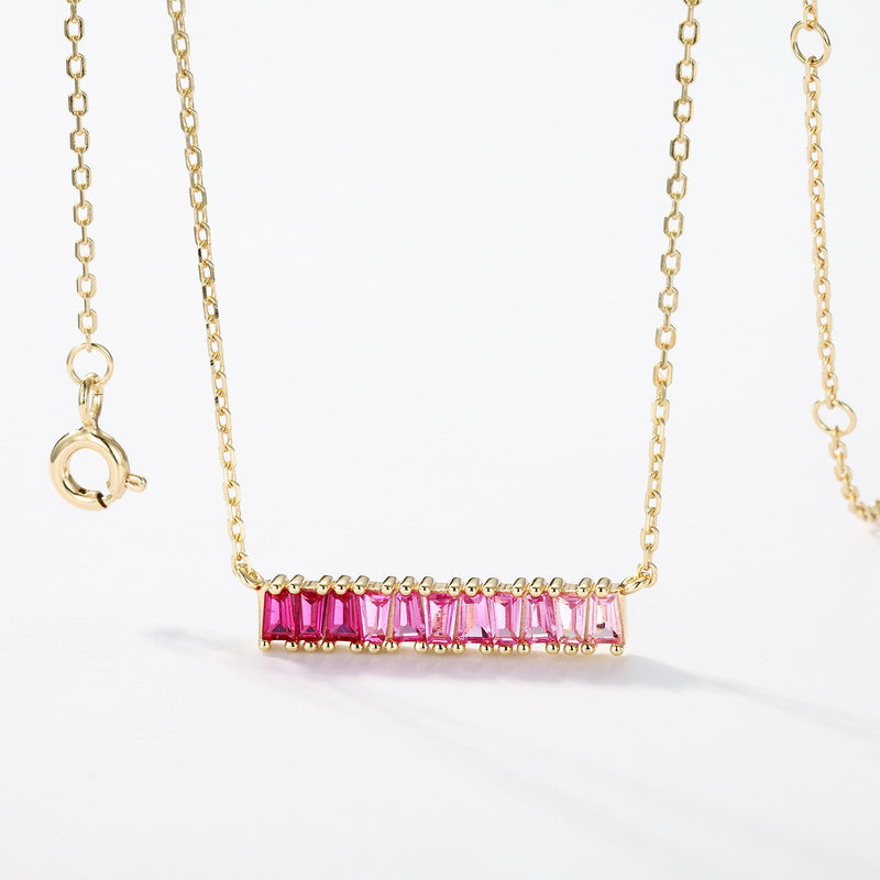S925 Sterling Silver Gold-Plated Bohemian Rainbow Necklace