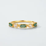 S925 Sterling Silver Gold-Plated Moss Agate Ring