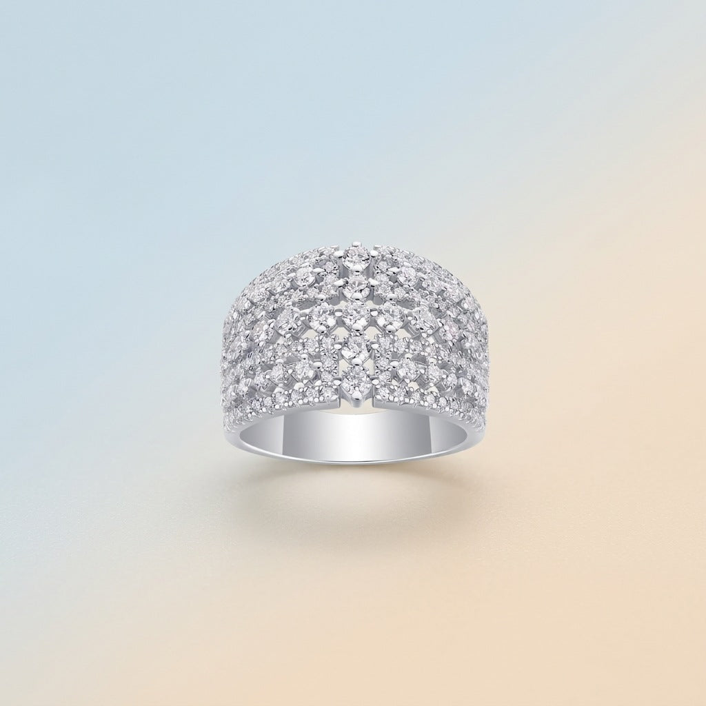 S925 Sterling Silver Large Moissanite Ring