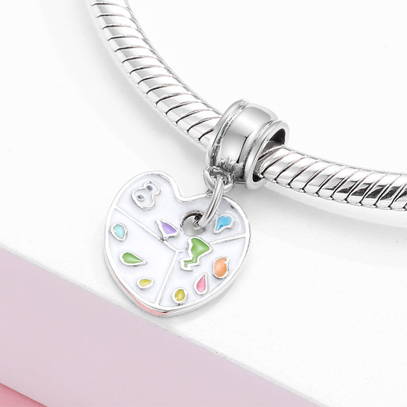S925 Sterling Silver Heart Shape Palette Pendant