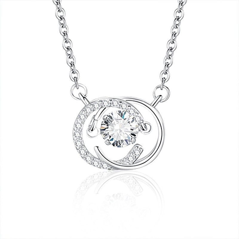 S925 Sterling Silver Moissanite Double C Pendant Necklace