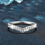 925 Sterling Silver V-Shaped Moissanite Ring