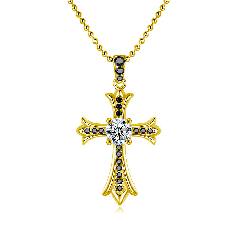 S925 Sterling Silver Moissanite Cross Pendant Necklace