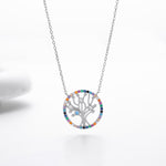 S925 Sterling Silver Colored Zircon Tree of Life Necklace