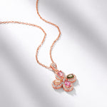 S925 Sterling Silver Four-Leaf Clover Colorful Tourmaline Pendant Necklace