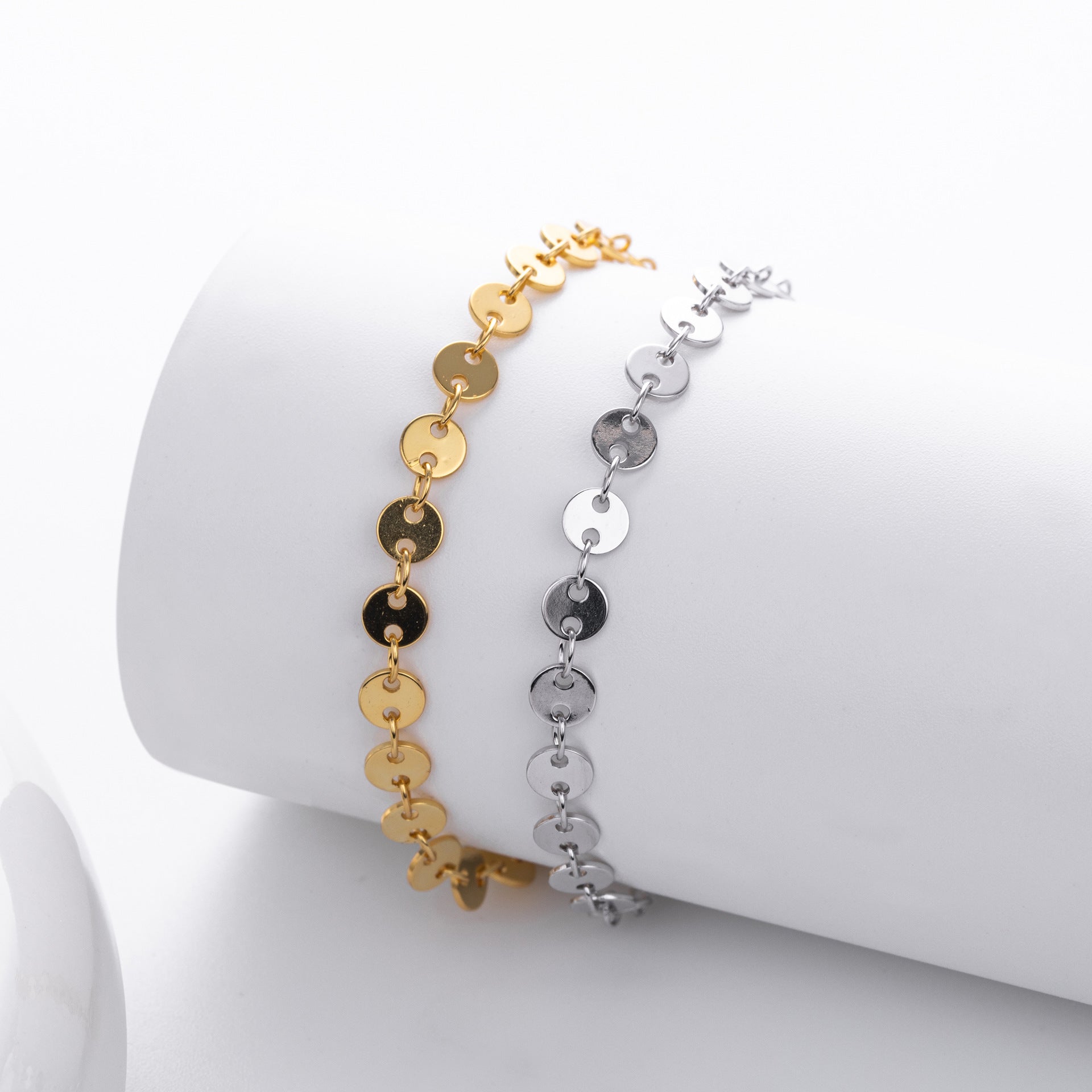 S925 Sterling Silver Disc Bracelet