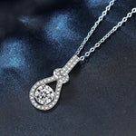 S925 Sterling Silver Moissanite Diamond Inlaid Water Drop Pendant Necklace