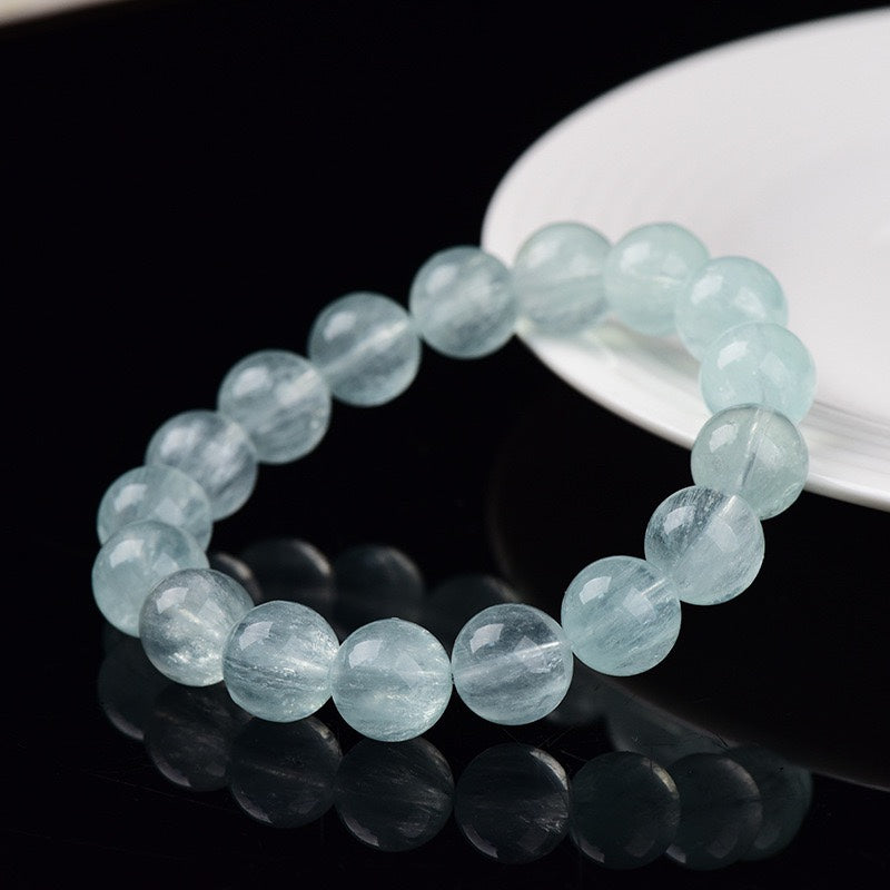 Natural Fluorite Bracelet with Rabbit-Hair-Like Inclusions