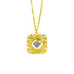 S925 Sterling Silver Moissanite Woven Dream net Square Pendant Necklace