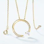 S925 Sterling Silver Blue Moonstone Pendant Necklace
