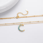 S925 Sterling Silver Moon Double Layer Necklace