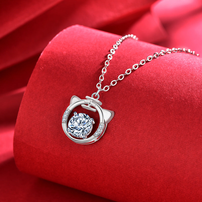 S925 Sterling Silver Moissanite Twelve Zodiac Tiger Pendant Necklace
