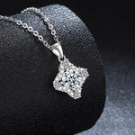 S925 Sterling Silver Moissanite Four Pointed Stars Pendant Necklace