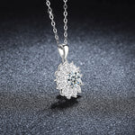 S925 Sterling Silver Moissanite Bright Sunflower Pendant Necklace