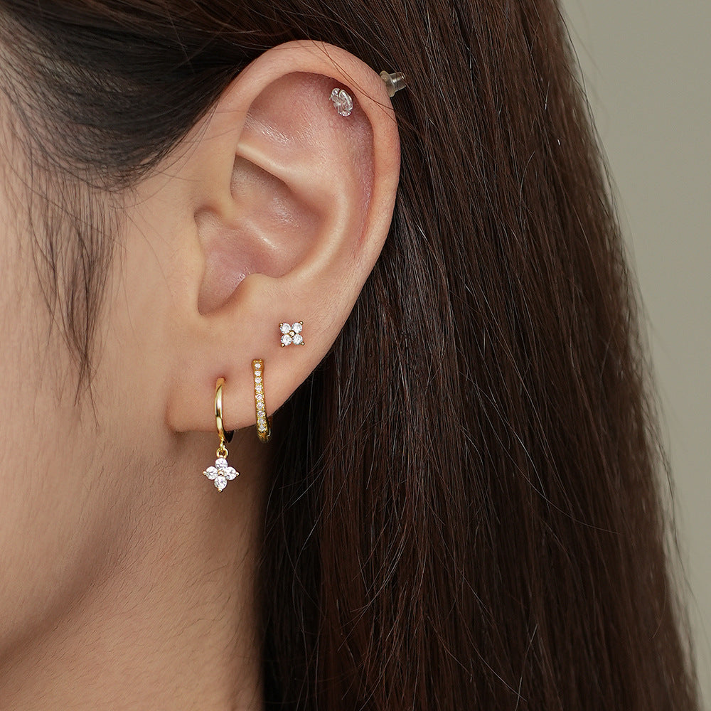 S925 Sterling Silver Earrings Set with Zirconia(Single unit)