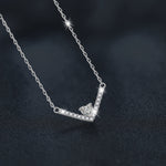 S925 Sterling Silver Moissanite V-Shaped Heart Necklace