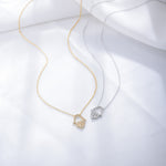 S925 Sterling Silver Micro Inlaid Zircon Hollow Palm Pendant Necklace