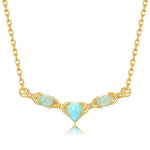 S925 Sterling Silver 10k Gold V-Shaped Necklace Inlaid with Amazonite