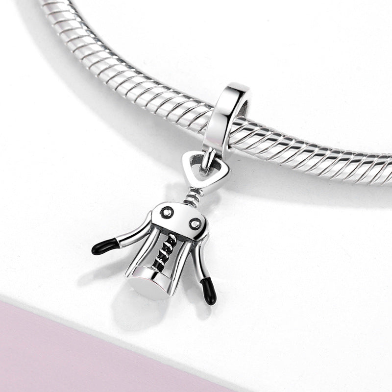 S925 Sterling Silver Creative Bottle Opener Pendant