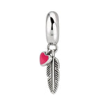 S925 Sterling Silver Feather Love Pendant
