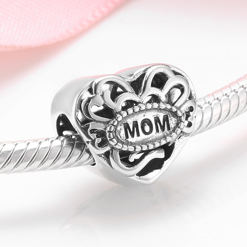 S925 Sterling Silver Hollow Love Beaded Mother's Day Gift Pendant
