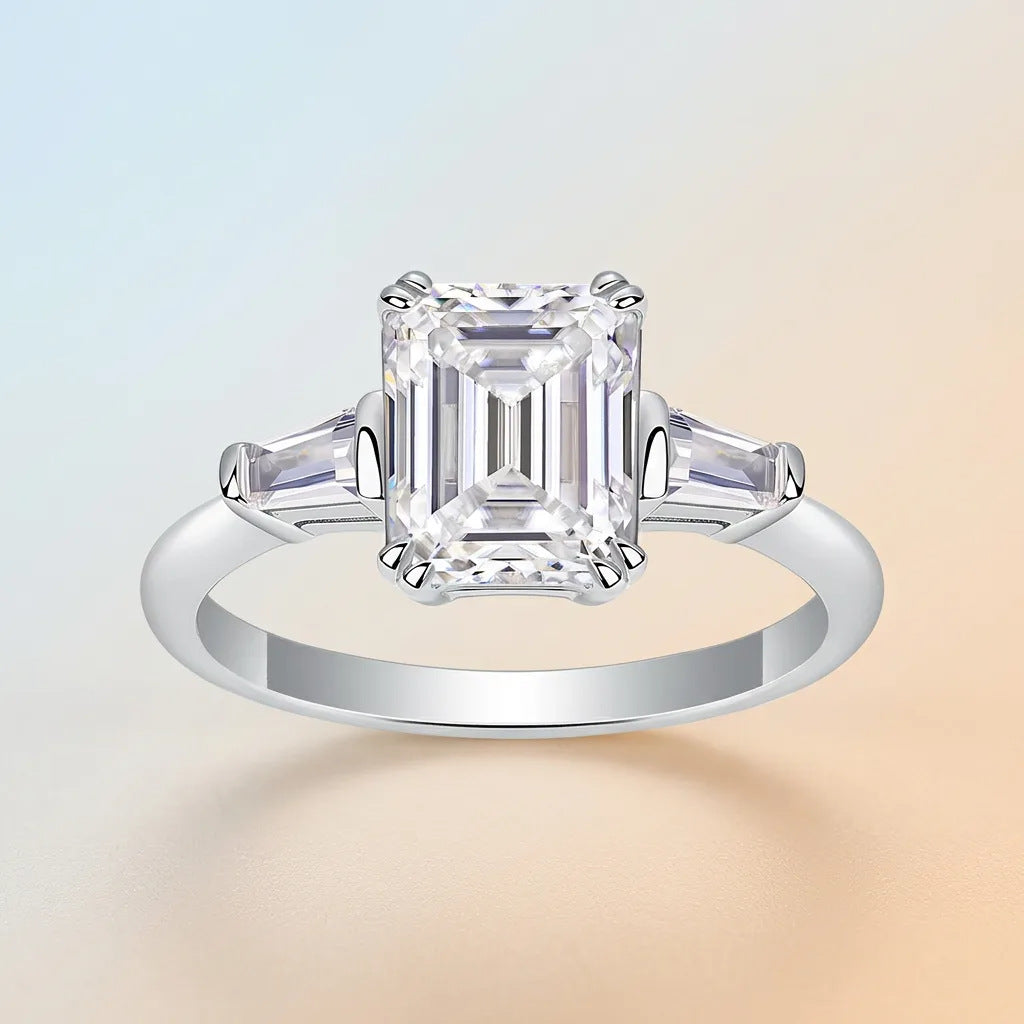 S925 Silver Statement Moissanite Stackable Ring