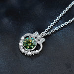 S925 Sterling Silver Moissanite Love Heart Bow Tie Necklace