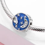 S925 Sterling Silver Round Blue Moon Starry Sky Zircon Inlaid Pendant