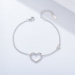 S925 Sterling Silver Zircon Inlaid Heart-Shaped Double-Layer Bracelet