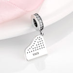 S925 Sterling Silver Piano Shaped Zircon Inlaid Pendant