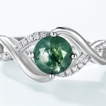 S925 Sterling Silver Wavy Green Moss Ring
