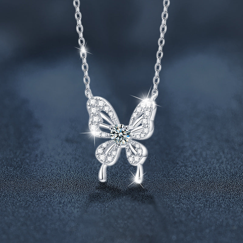 S925 Sterling Silver Moissanite Butterfly Necklace
