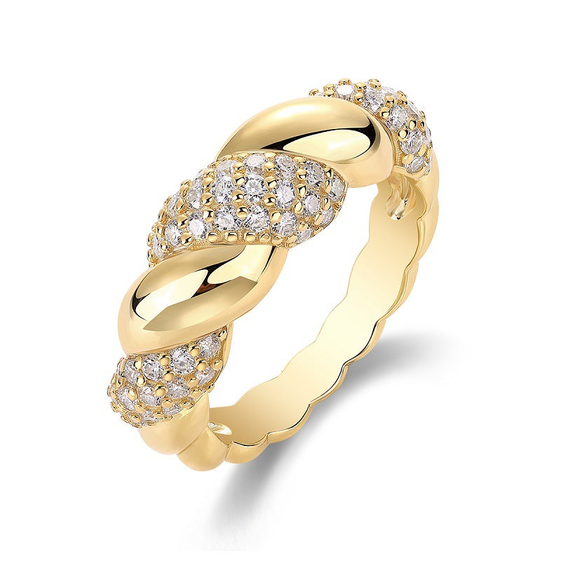 S925 Silver Moissanite Twisted Ring
