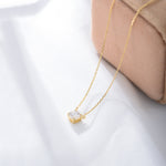 S925 Sterling Silver round Zircon Pendant Necklace