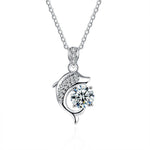 S925 Sterling Silver Moissanite Dolphin Simple Pendant Necklace