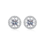 S925 Sterling Silver Star-Shaped Openwork Moissanite Four-Prong Earrings
