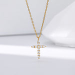 S925 Sterling Silver Faith Pendant with Zircon Cross Necklace
