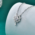 S925 Sterling Silver Moissanite Lucky Four-Leaf Pendant Necklace