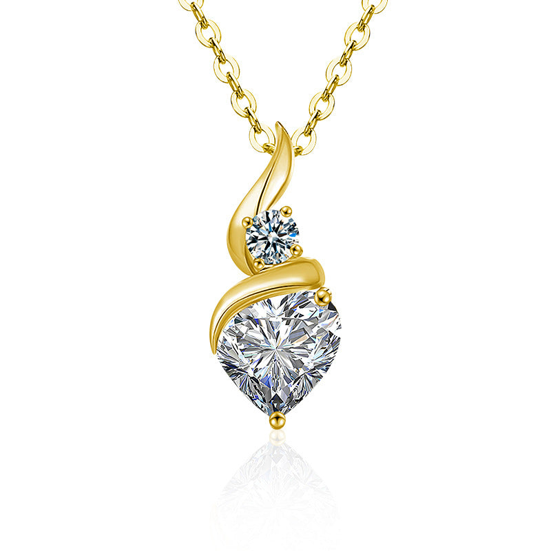 S925 Sterling Silver Heart-Shaped Moissanite Pendant Necklace