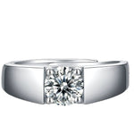 S925 Silver Moissanite Adjustable Open Ring
