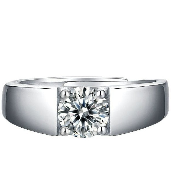 S925 Silver Moissanite Adjustable Open Ring