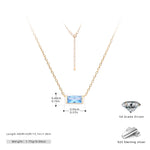 Rectangular colored zircon s925 sterling silver December birthstone collar necklace