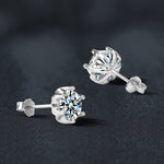 925 Sterling Silver Six-Prong D-Color Moissanite Earrings