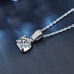 S925 Sterling Silver Moissanite Classic Four-Claw Ox Head Pendant Necklace