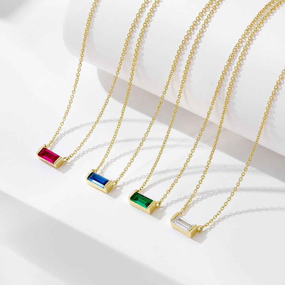S925 Sterling Silver Zircon Inlaid Twelve Birthstone Pendants Clavicle Necklaces