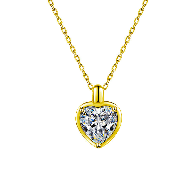S925 Sterling Silver Moissanite Heart-Shaped Pendant Necklace